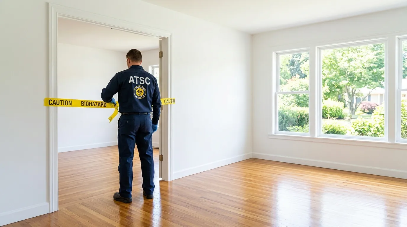 Certified biohazard cleanup crew performing Decomposition Cleanup in Machesney Park